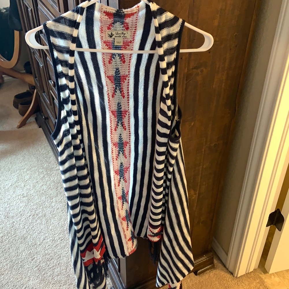 Red white and blue vest